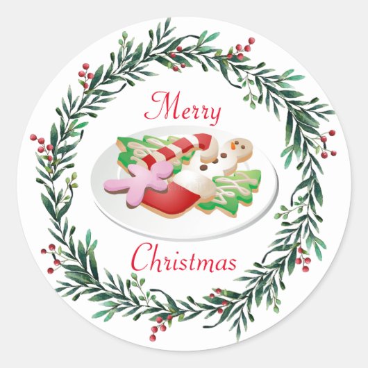 Cute kerstkoekjes Packaging Holday Ronde Sticker (Voorkant)