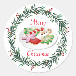 Cute kerstkoekjes Packaging Holday Ronde Sticker