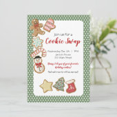 Cute Kerstkoekjesuitwisseling Kaart (Staand voorkant)