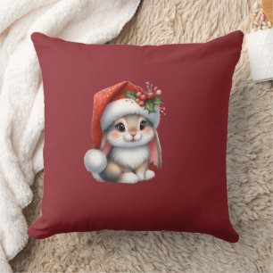 Cute Kerstkonijn Rode Worp Kussenhoes Feest Kussen