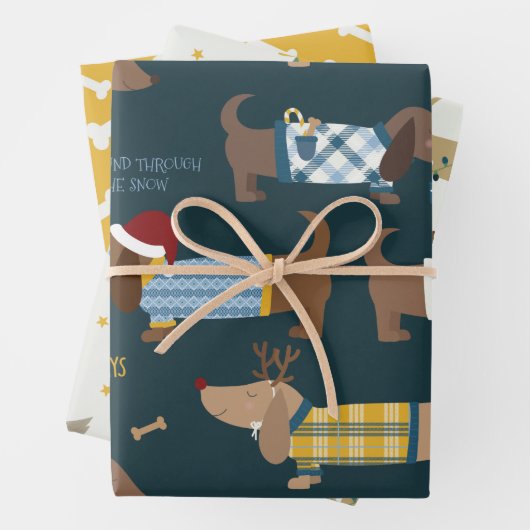 Cute kerstkostume Dog en Duck Illustration Inpakpapier Vel (In situ)