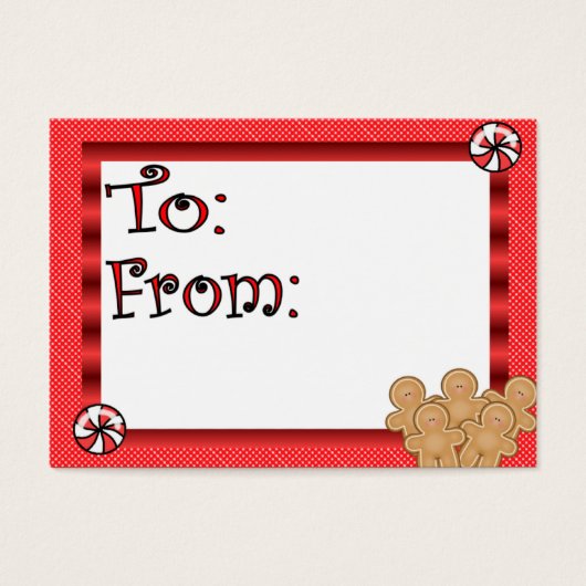 Cute Kerstkransmannetjes Gift Tag Visitekaartjes (Voorkant)