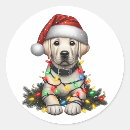 Cute kerstlabrador Retriever Ronde Sticker (Voorkant)