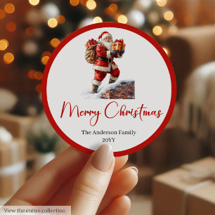 Cute Kerstman Cadeautag Sticker voor Kinderen