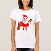 Cute Kerstman en Baby Rendier T-Shirt (Voorkant)