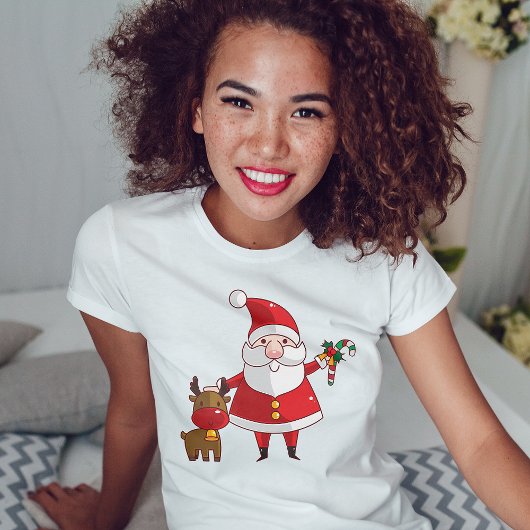 Cute Kerstman en Baby Rendier T-Shirt