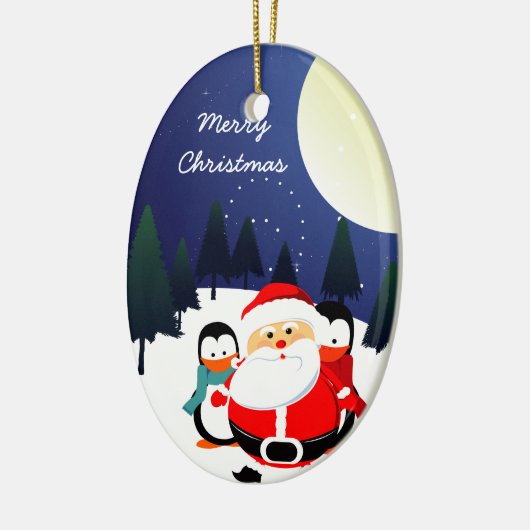 Cute Kerstman en pinguïns Kerstornament Keramisch Ornament (Links)