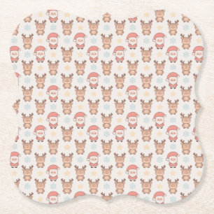 Cute Kerstman en Rendier Patroon Kartonnen Onderzetters