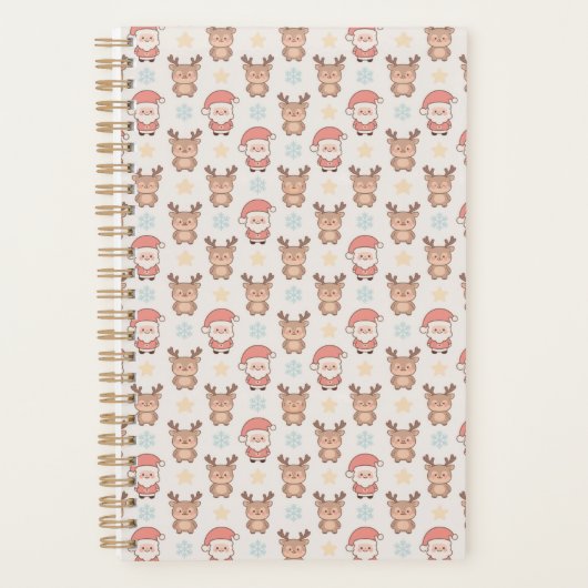 Cute Kerstman en Rendier Patroon Planner (Voorkant)