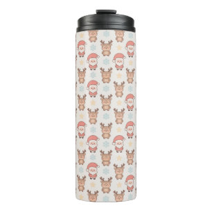 Cute Kerstman en Rendier Patroon Thermosbeker