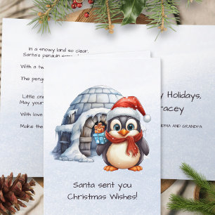 Cute kerstman hoed pinguïn sneeuwvlokken kinderen  feestdagen kaart