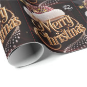 Cute Kerstman Hoed & Typografie Cadeaupapier (Rol Hoek)