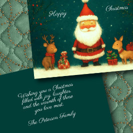 Cute Kerstman Illustratie met Dieren Kaart