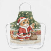 Cute Kerstman Kat Kerstmis Schort voor Kat Liefheb (Voorkant)