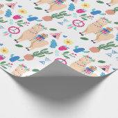 Cute Kerstman Mexican Llamas Cadeaupapier (Hoek)