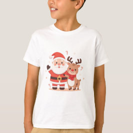 Cute Kerstman & Rendier Kerst T-Shirt