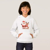 Cute Kerstman & Rendier Kinderen Kerstmis Hoodie (Voorkant volledig)