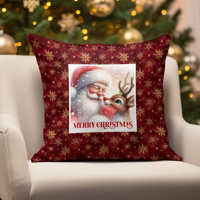 Cute Kerstman Rudolph Holiday Kussen Hoes Thuis (Cute Santa Claus Rudolph Holiday Pillow Cozy Home

)
