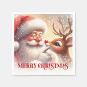 Cute Kerstman Rudolph Kerst Dinner Servetten (Voorkant)