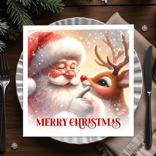 Cute Kerstman Rudolph Kerst Dinner Servetten