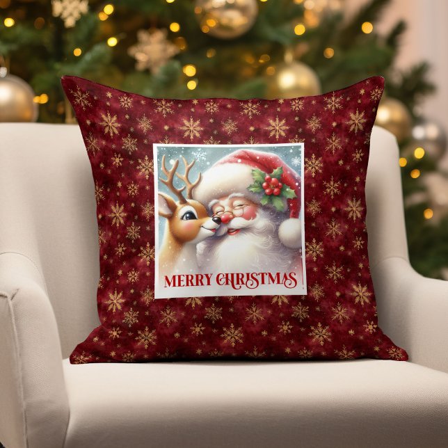 Cute Kerstman Rudolph Kerstkussen Hoes Thuis Kussen (Cute Santa Claus Rudolph Holiday Pillow Cozy Home

)