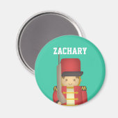 Cute Kerstman Soldier Boy in Red Magneet (Voorkant / Achterkant)