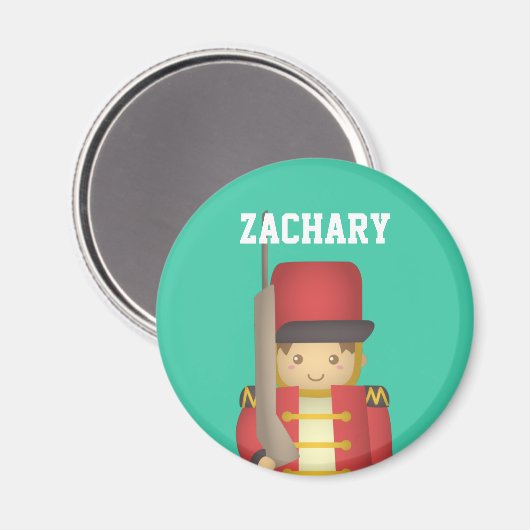 Cute Kerstman Soldier Boy in Red Magneet (Voorkant / Achterkant)