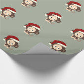 Cute Kerstmis-aap Cadeaupapier (Hoek)