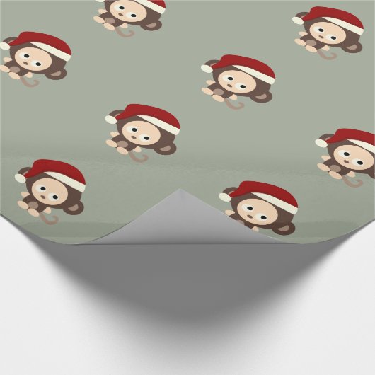 Cute Kerstmis-aap Cadeaupapier (Hoek)