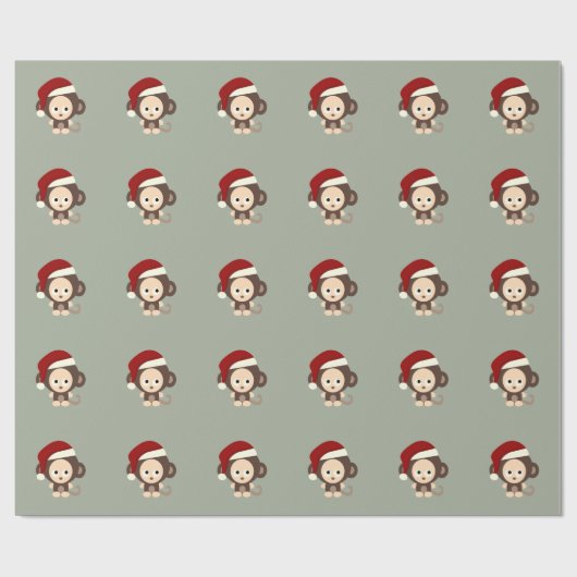Cute Kerstmis-aap Cadeaupapier (Vlak)