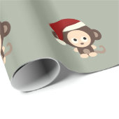Cute Kerstmis-aap Cadeaupapier (Rol Hoek)