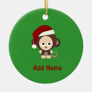 Cute Kerstmis-aap Keramisch Ornament