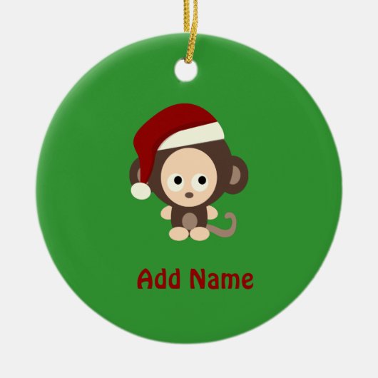 Cute Kerstmis-aap Keramisch Ornament (Voorkant)
