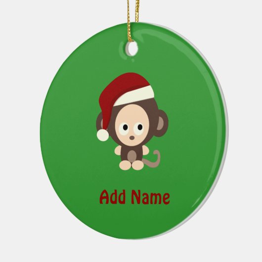 Cute Kerstmis-aap Keramisch Ornament (Links)