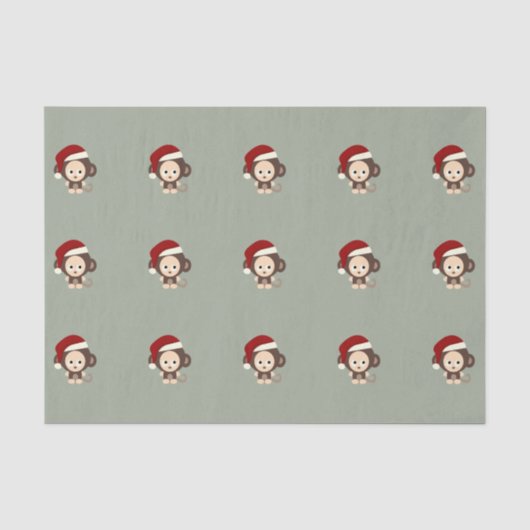 Cute Kerstmis-aap Tissuepapier (Voorkant)