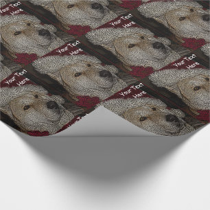Cute kerstmis akita in red santa hat portret cadeaupapier