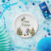 Cute kerstmis Animal Winter Prettige feestdagen Papieren Bordje (Feest)