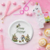 Cute kerstmis Animal Winter Prettige feestdagen Papieren Bordje (Feest)