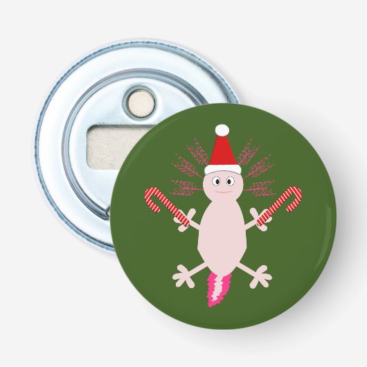 Cute Kerstmis Axolotl Button Flesopener (Voorkant)
