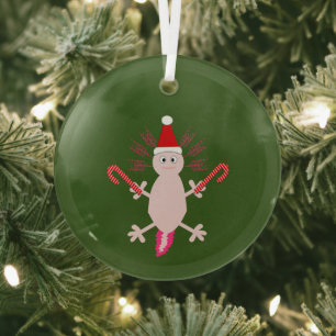 Cute Kerstmis Axolotl Glas Ornament