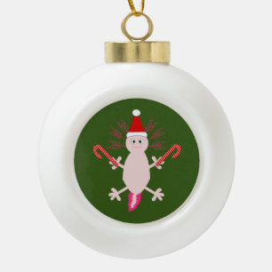 Cute Kerstmis Axolotl Keramische Bal Ornament