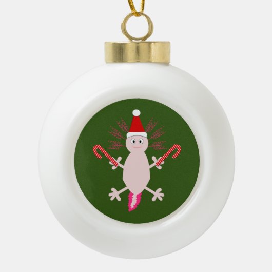 Cute Kerstmis Axolotl Keramische Bal Ornament (Voorkant)