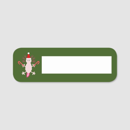 Cute Kerstmis Axolotl Naamplaatje (Voorkant)