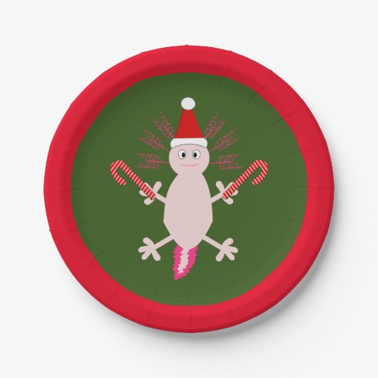 Cute Kerstmis Axolotl Papieren Bordje (Voorkant)