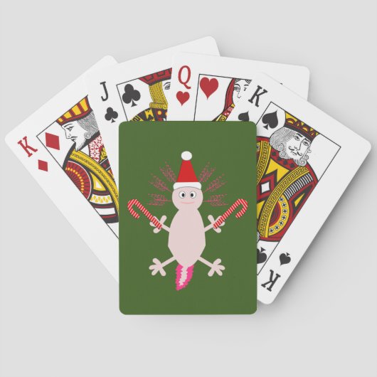 Cute Kerstmis Axolotl Pokerkaarten (Achterkant)