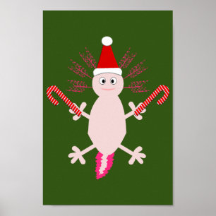 Cute Kerstmis Axolotl Poster