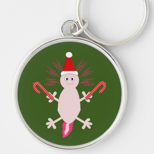 Cute Kerstmis Axolotl Sleutelhanger (Voorkant)