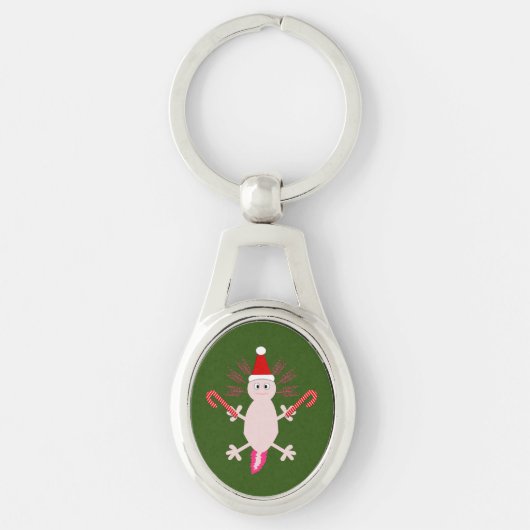 Cute Kerstmis Axolotl Sleutelhanger (Voorkant)