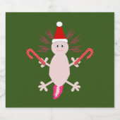 Cute Kerstmis Axolotl Sparkling Wijnetiket (Enkel label)