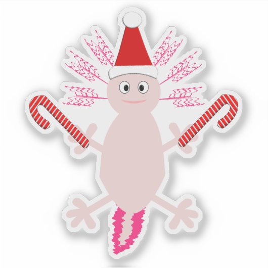 Cute Kerstmis Axolotl Sticker (Voorkant)